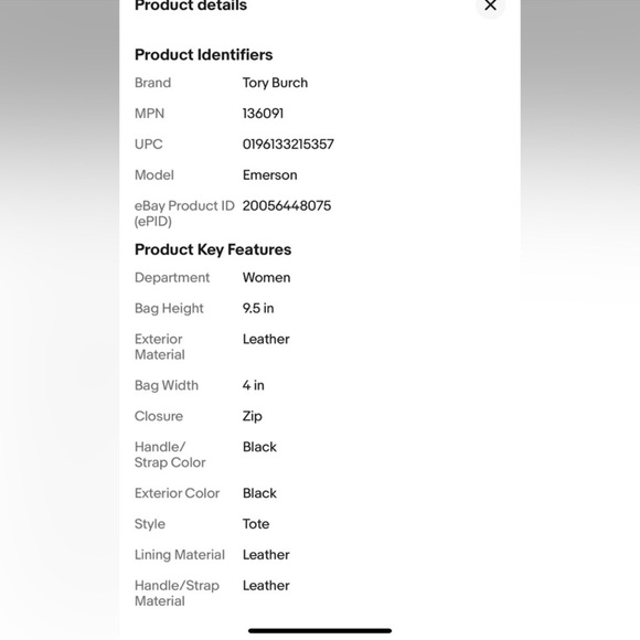 Tory Burch Emerson Tote Zip Leather Bag - Picture 7 of 8